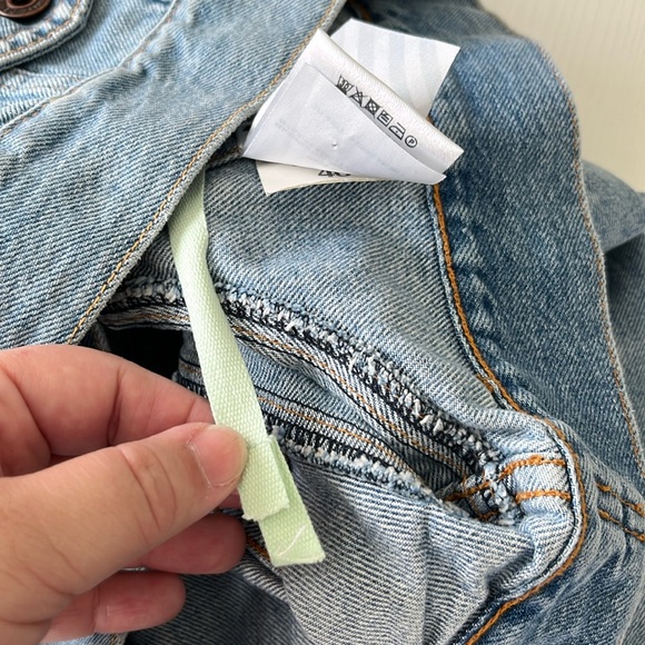 Off-White Virgil Abloh Cropped Denim Jacket 'Handmade' Applique Jean Jacket - Picture 14 of 16